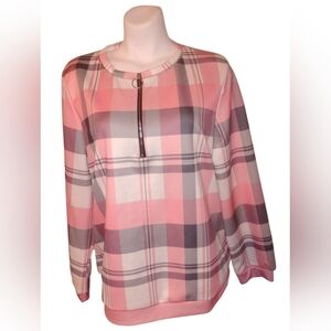Pink Plaid Long Sleeve Top